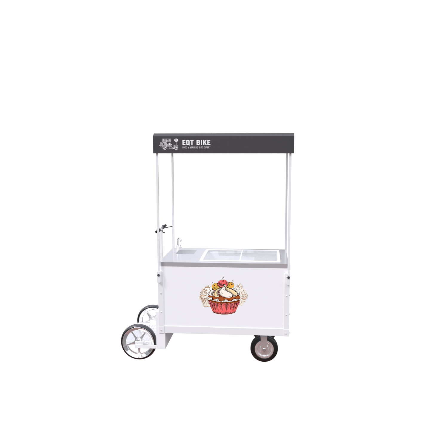 Il CE della bicicletta del motorino del carretto del congelatore ha personalizzato il logo per bianco di vendita del gelato tutto l'acciaio inossidabile