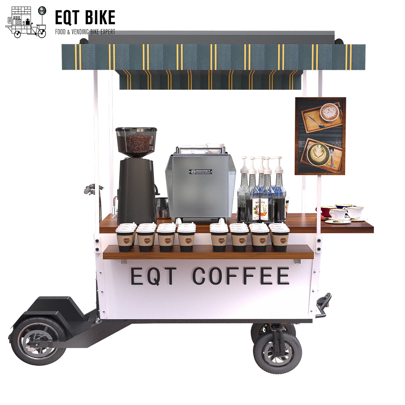 18KM/H che vende il carretto della bici del caffè della struttura del contenitore di motorino