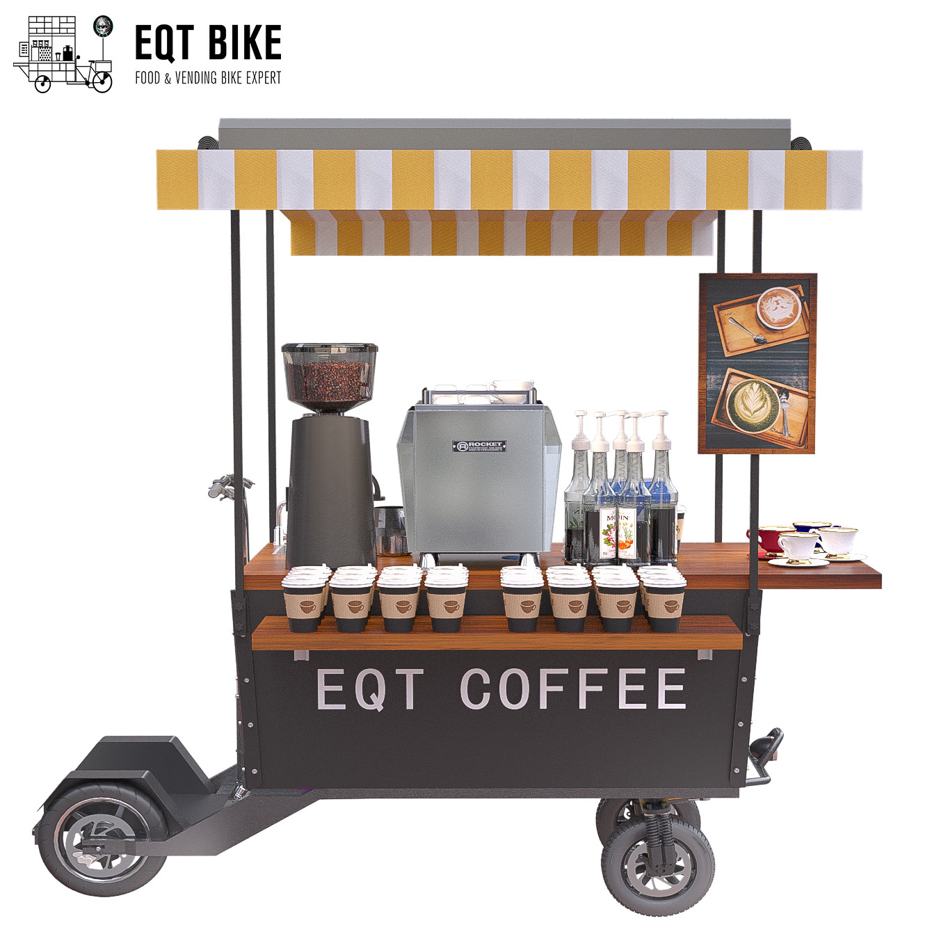 Carretto mobile del caffè del motorino multifunzionale di EQT per l'affare della via