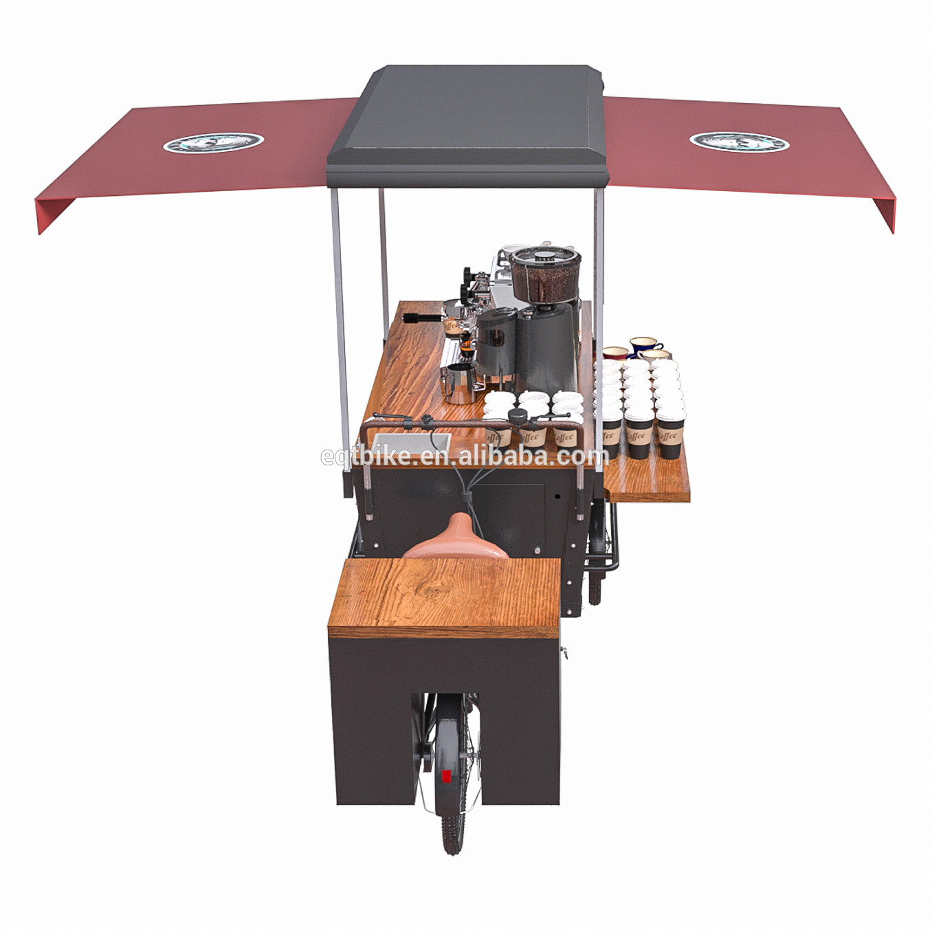 Anti carretto di legno di vendita del caffè del triciclo della struttura del contenitore di olio